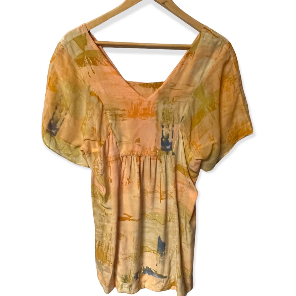 Anthropologie Maeve watercolor silk tunic top #G20